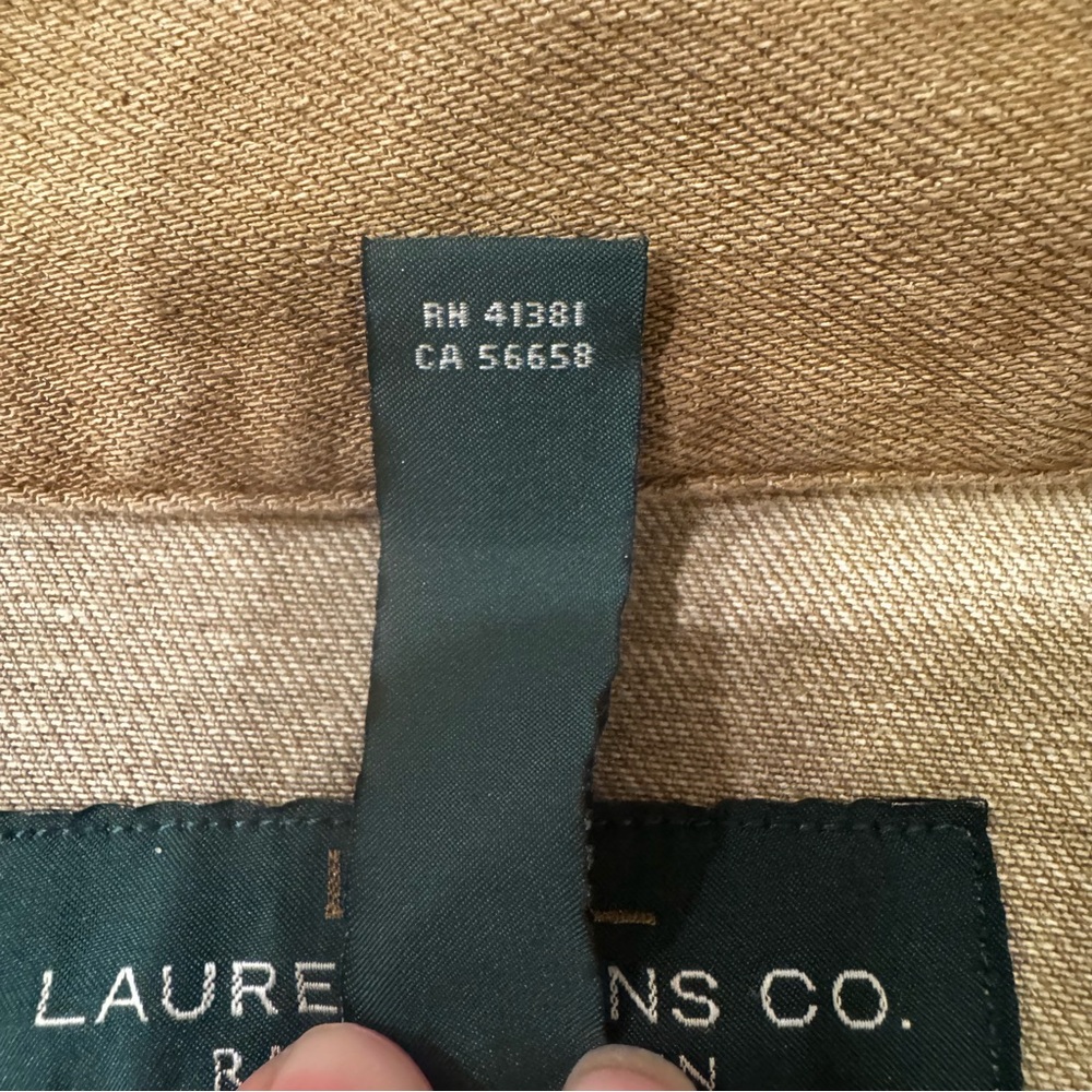 LRL- Ralph Lauren‎ Classic Tan Canvas with Leather Trim Moto Jacket. Size 8 - Picture 9 of 11